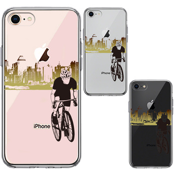 iPhone7 iPhone8 ケース クリア スポーツサイクリング 男子2 スマホケース 側面ソフト 背面ハード ハイブリッド-1