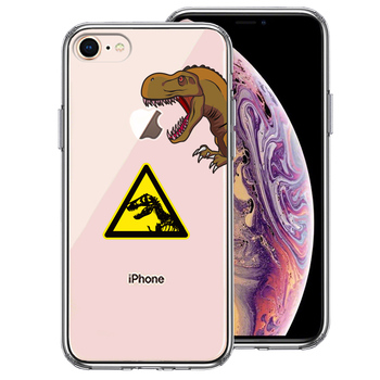 iPhone8 ケース クリア 肉食恐竜 スマホケース 側面ソフト 背面ハード ハイブリッド-0