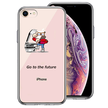 iPhone8 ケース クリア 映画パロディ go to the future スマホケース 側面ソフト 背面ハード ハイブリッド-0