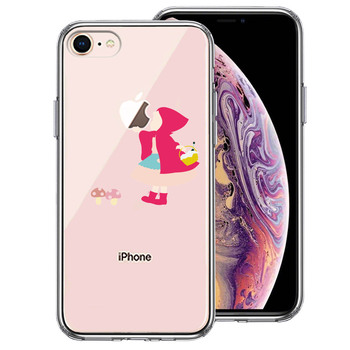 iPhone8 ケース クリア ファンタジーシリーズ 赤頭巾ちゃん スマホケース 側面ソフト 背面ハード ハイブリッド-0