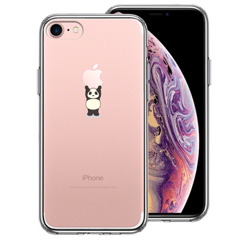 iPhone7 ケース クリア パンダ アップル 重量挙げ 並感 スマホケース 側面ソフト 背面ハード ハイブリッド-0