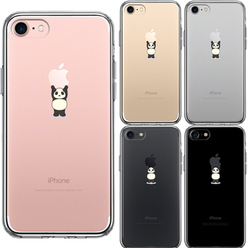iPhone7 ケース クリア パンダ アップル 重量挙げ 並感 スマホケース 側面ソフト 背面ハード ハイブリッド-1