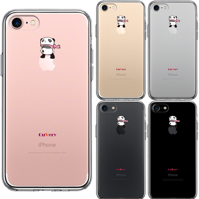 iPhone7 ケース クリア さすらい パンダ スマホケース 側面ソフト 背面ハード ハイブリッド-1