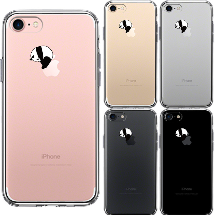 iPhone7 ケース クリア パンダ panda 跳び箱 体操 スマホケース 側面ソフト 背面ハード ハイブリッド-1