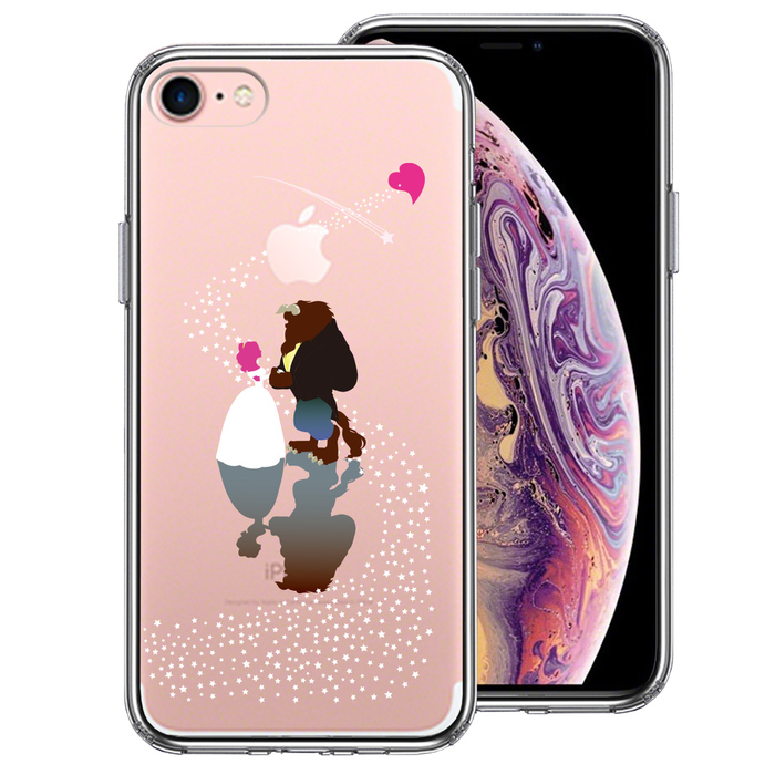 iPhone7 ケース クリア 美女と野獣 星 の 祝福 スマホケース 側面ソフト 背面ハード ハイブリッド-0
