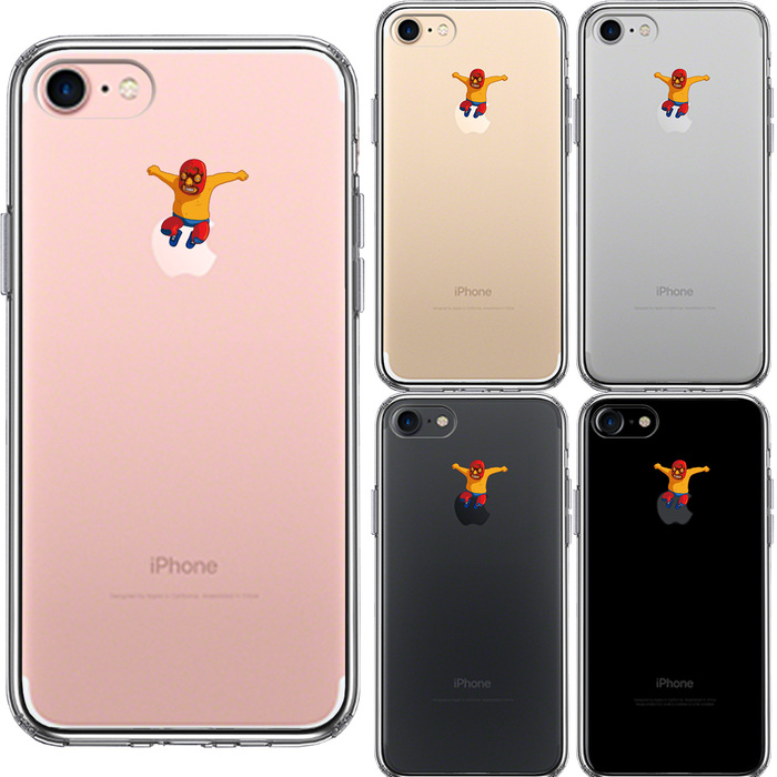 iPhone7 ケース クリア 覆面 プロレスラー スマホケース 側面ソフト 背面ハード ハイブリッド-1