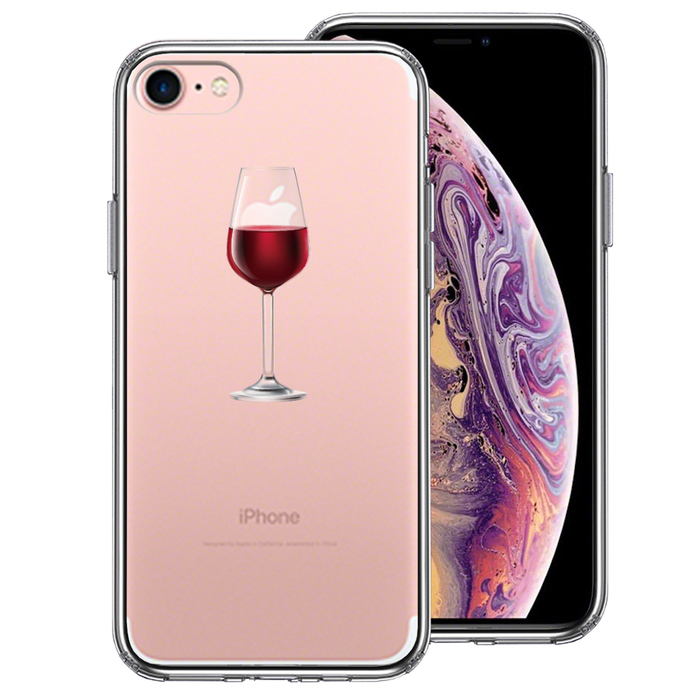 iPhone7 ケース クリア ワイングラス 赤ワイン スマホケース 側面ソフト 背面ハード ハイブリッド-0