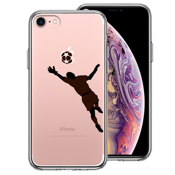 iPhone7 case clear soccer super save smartphone case side soft the back side hard hybrid -0