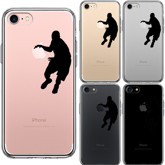 iPhone7 ケース クリア バスケットボール ドリブル スマホケース 側面ソフト 背面ハード ハイブリッド-1