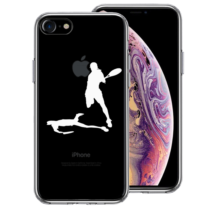 iPhone7 ケース クリア テニス スマッシュ ホワイト スマホケース 側面ソフト 背面ハード ハイブリッド-0