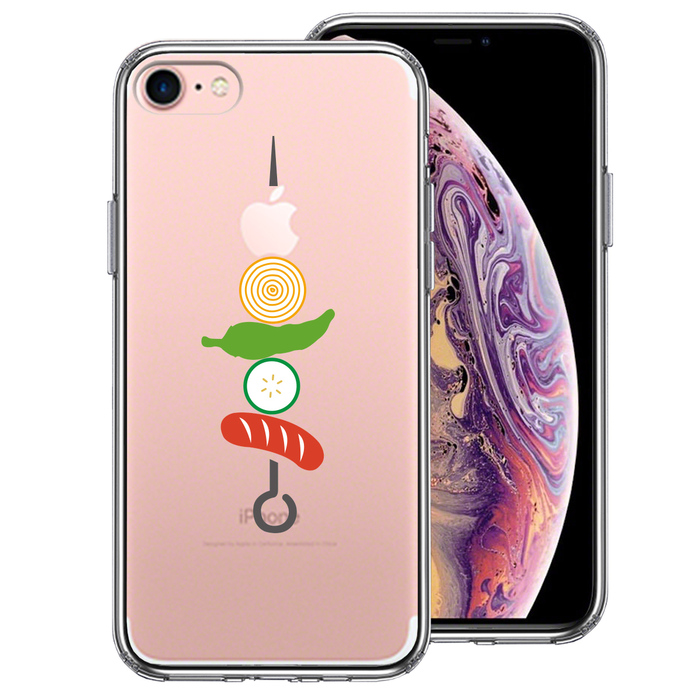 iPhone7 ケース クリア BBQ バーベキュー スマホケース 側面ソフト 背面ハード ハイブリッド-0