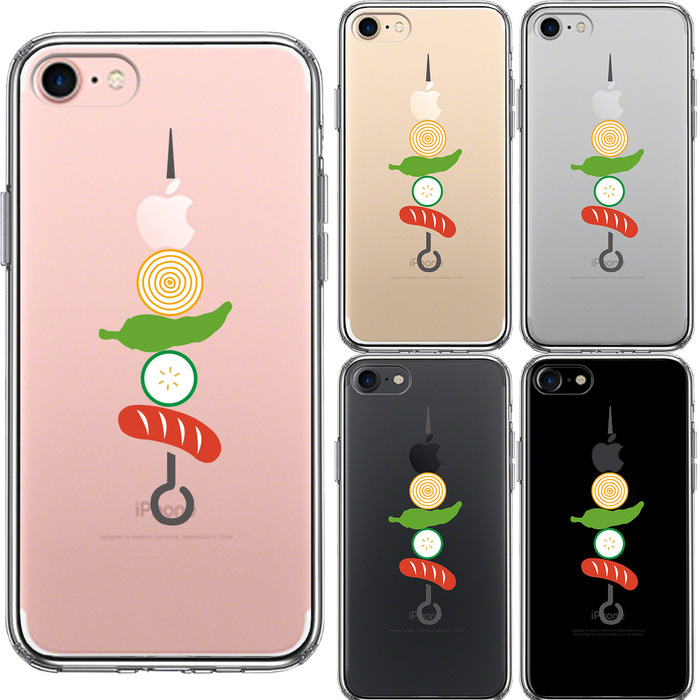 iPhone7 ケース クリア BBQ バーベキュー スマホケース 側面ソフト 背面ハード ハイブリッド-1