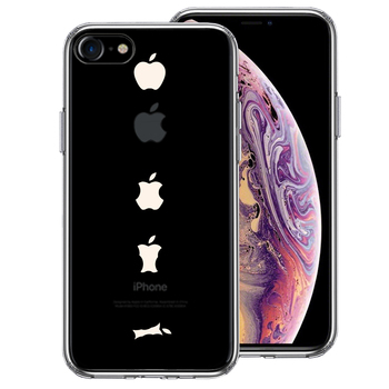 iPhone7 ケース クリア 食べられるリンゴ ホワイト スマホケース 側面ソフト 背面ハード ハイブリッド-0