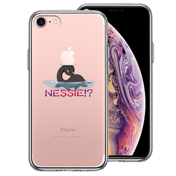 iPhone7 ケース クリア UMA ネッシー クッシー イッシー ？ スマホケース 側面ソフト 背面ハード ハイブリッド-0