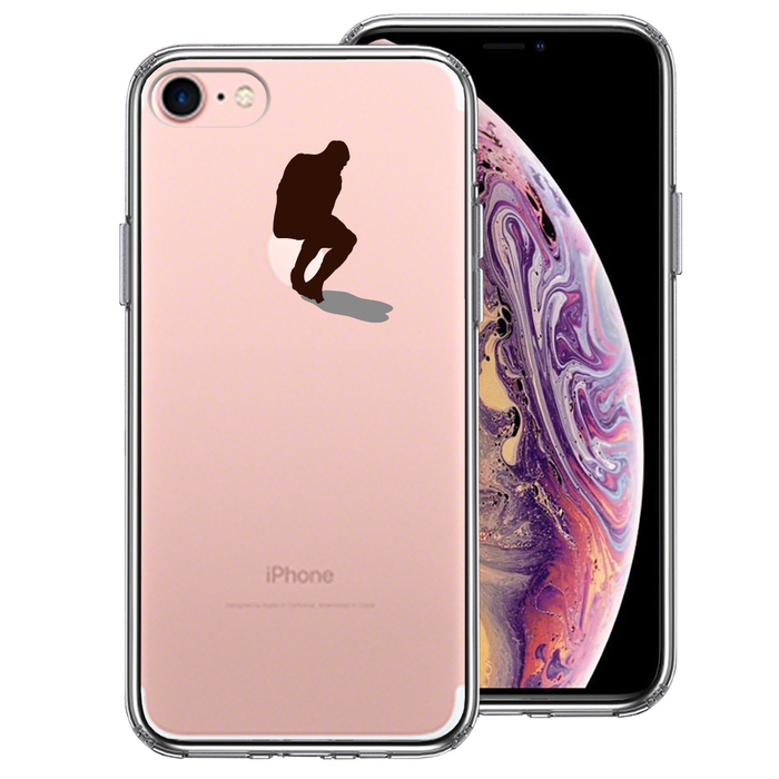 iPhone7 ケース クリア りんご で 考える人 スマホケース 側面ソフト 背面ハード ハイブリッド-0
