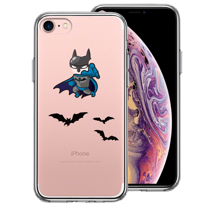 iPhone7 ケース クリア 映画パロディ 蝙蝠男 スマホケース 側面ソフト 背面ハード ハイブリッド-0