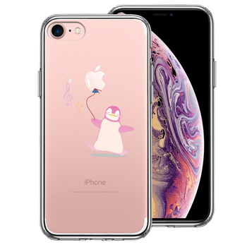 iPhone7 ケース クリア ペンギン 風船 スマホケース 側面ソフト 背面ハード ハイブリッド-0