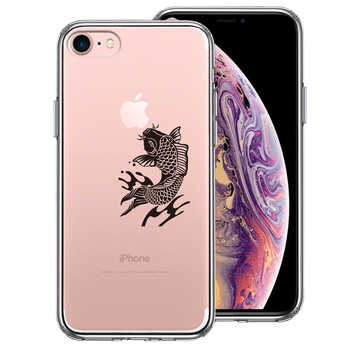 iPhone7 ケース クリア 黒鯉 スマホケース 側面ソフト 背面ハード ハイブリッド-0