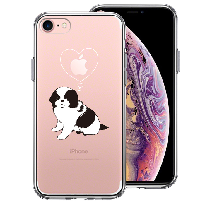 iPhone7 ケース クリア チン 狆 スマホケース 側面ソフト 背面ハード ハイブリッド-0