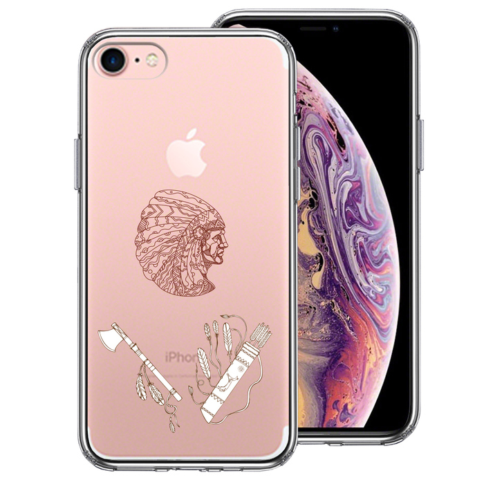 iPhone7 ケース クリア ネイティブアメリカン スマホケース 側面ソフト 背面ハード ハイブリッド-0