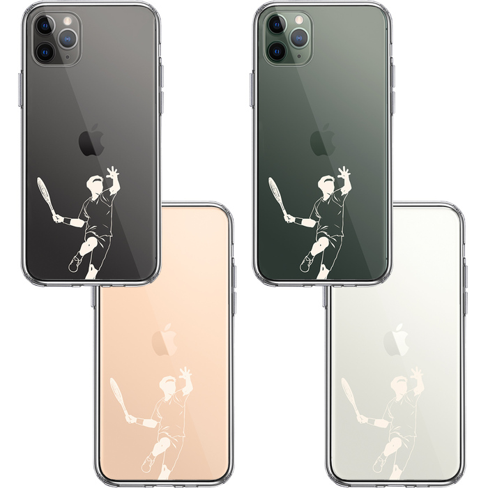 iPhone11pro ケース クリアテニス ホワイト スマホケース 側面ソフト 背面ハード ハイブリッド-1