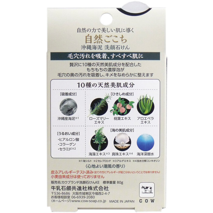 自然ごこち 沖縄海泥 洗顔石けん 泡立てネット付き ８０ｇ 8個セット-1