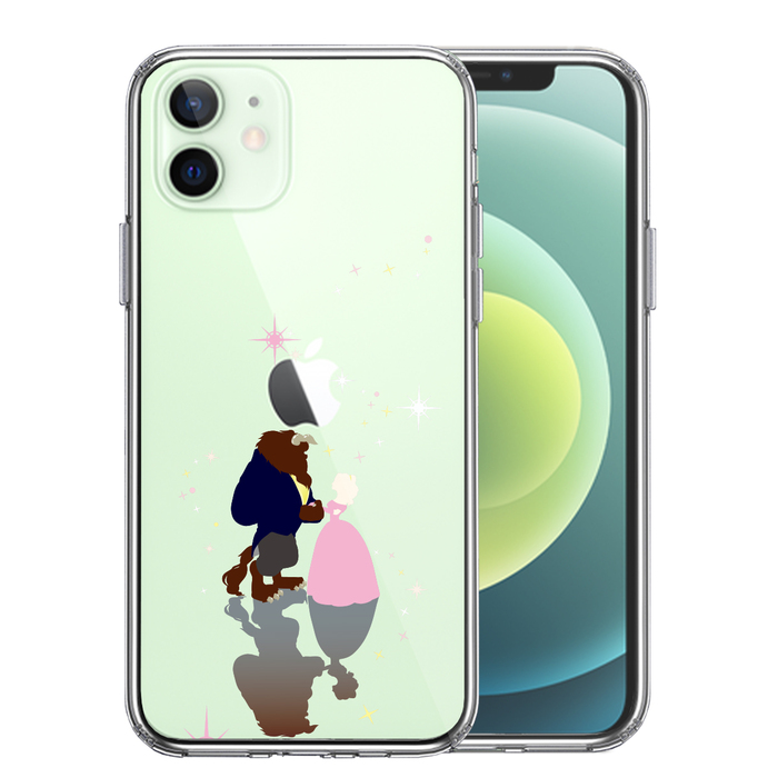 iPhone12 ケース クリア 美女と野獣 スマホケース 側面ソフト 背面ハード ハイブリッド-0