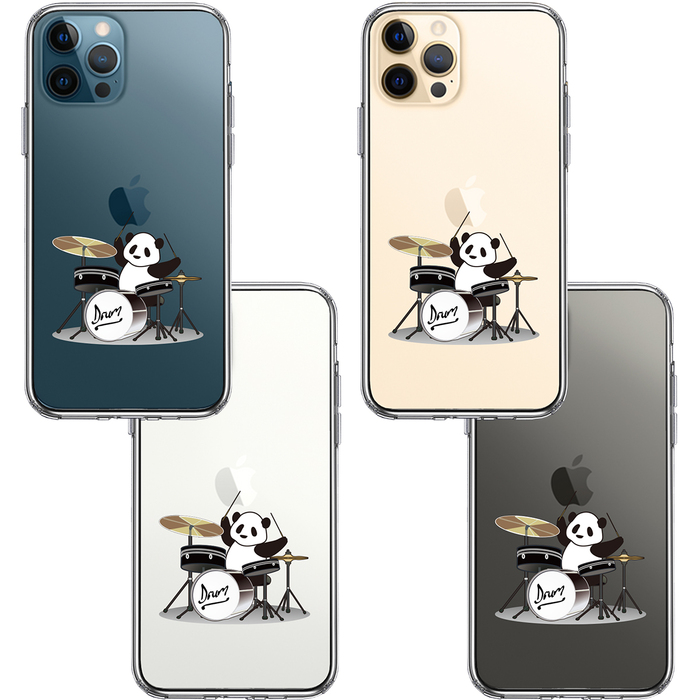 iPhone12Pro ケース クリアドラム パンダ スマホケース 側面ソフト 背面ハード ハイブリッド-1