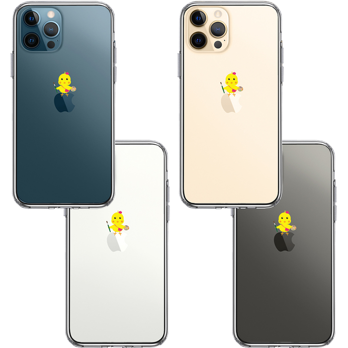 iPhone12Pro ケース クリア ひよこ 雛 絵描き 画伯 スマホケース 側面ソフト 背面ハード ハイブリッド-1