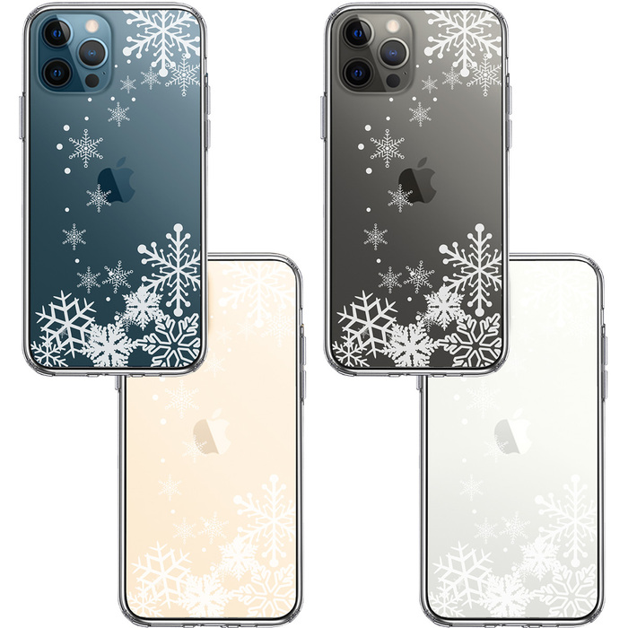 iPhone12Pro ケース クリア 雪の結晶 スマホケース 側面ソフト 背面ハード ハイブリッド-1