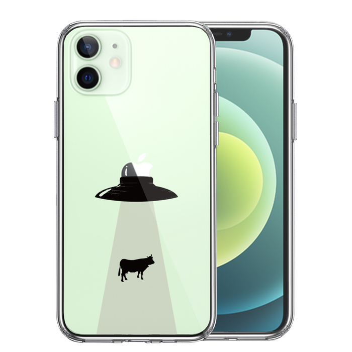 iPhone12 ケース クリア UFO キャトルミューティレーション スマホケース 側面ソフト 背面ハード ハイブリッド-0
