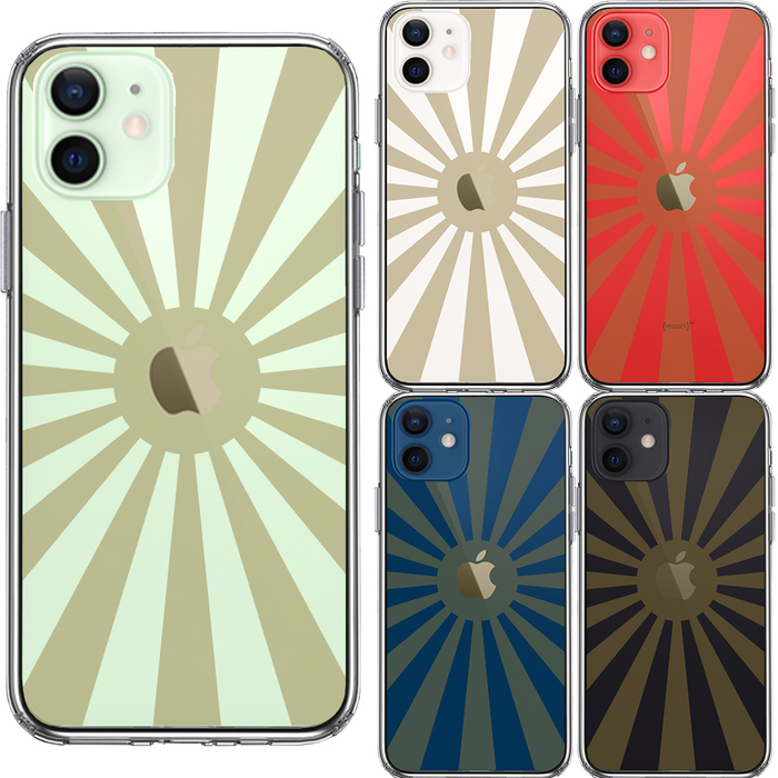 iPhone12 ケース クリア 旭日旗 太陽 日本 スマホケース 側面ソフト 背面ハード ハイブリッド-1