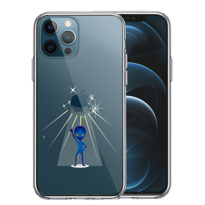 iPhone12Pro ケース クリア 宇宙人 ダンシング ブルー スマホケース 側面ソフト 背面ハード ハイブリッド-0