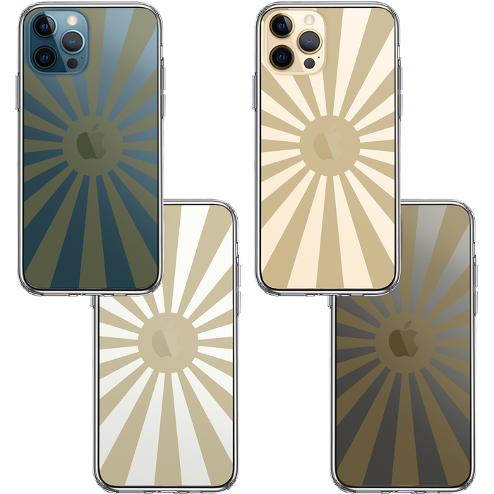 iPhone12Pro ケース クリア 旭日旗 太陽 日本 スマホケース 側面ソフト 背面ハード ハイブリッド-1