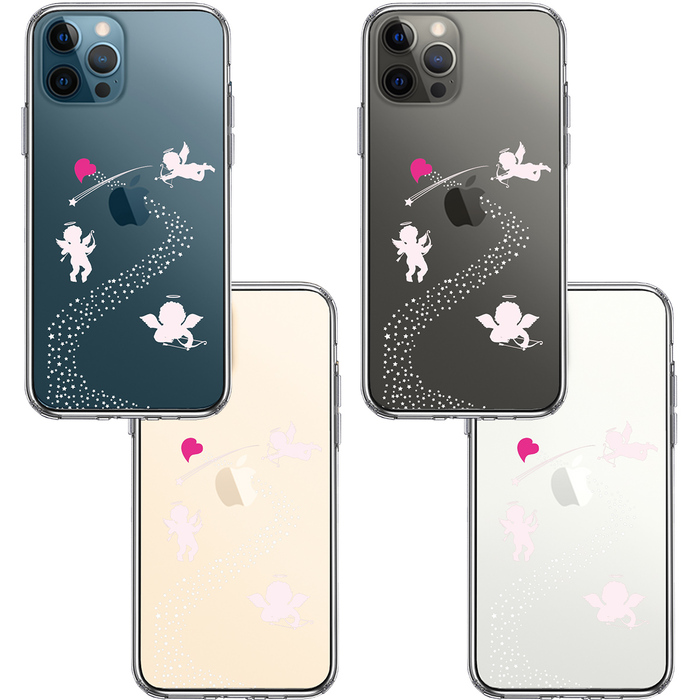 iPhone12Pro ケース クリア 天の川 ハート エンジェル スマホケース 側面ソフト 背面ハード ハイブリッド-1