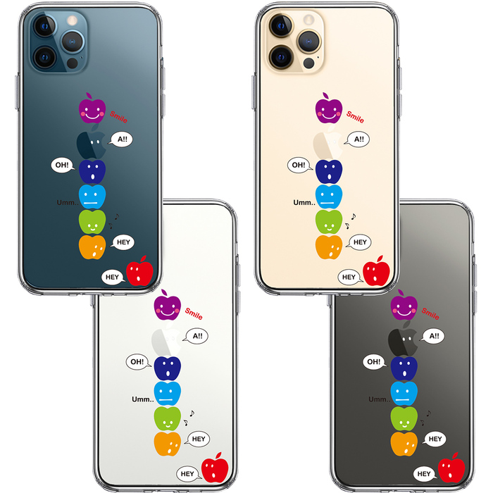 iPhone12Pro ケース クリア APPLE FACE スマホケース 側面ソフト 背面ハード ハイブリッド-1
