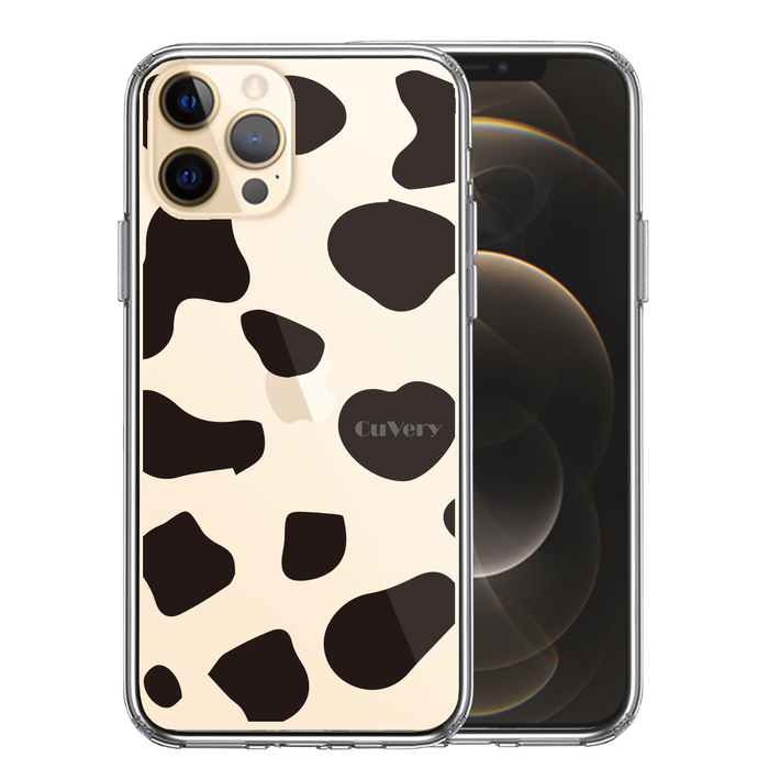 iPhone12Pro ケース クリア アニマル柄 カウ 牛 スマホケース 側面ソフト 背面ハード ハイブリッド-0