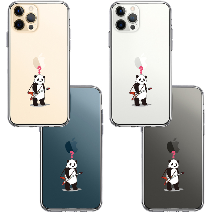 iPhone12Pro ケース クリア ギター パンダ ？ スマホケース 側面ソフト 背面ハード ハイブリッド-1