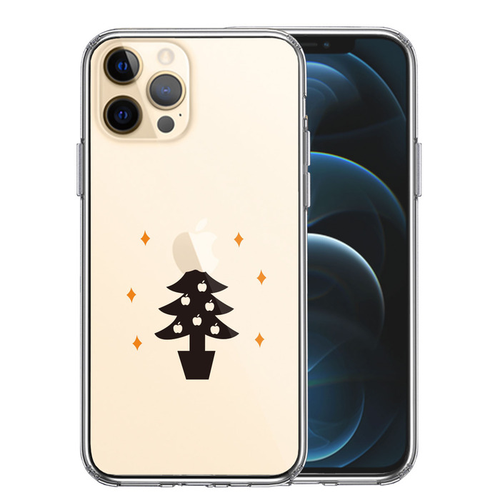 iPhone12Pro ケース クリア Christmas tree クリスマス スマホケース 側面ソフト 背面ハード ハイブリッド-0