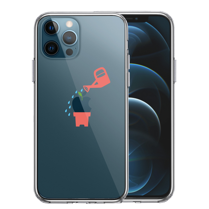 iPhone12Pro ケース クリア 新芽 スマホケース 側面ソフト 背面ハード ハイブリッド-0