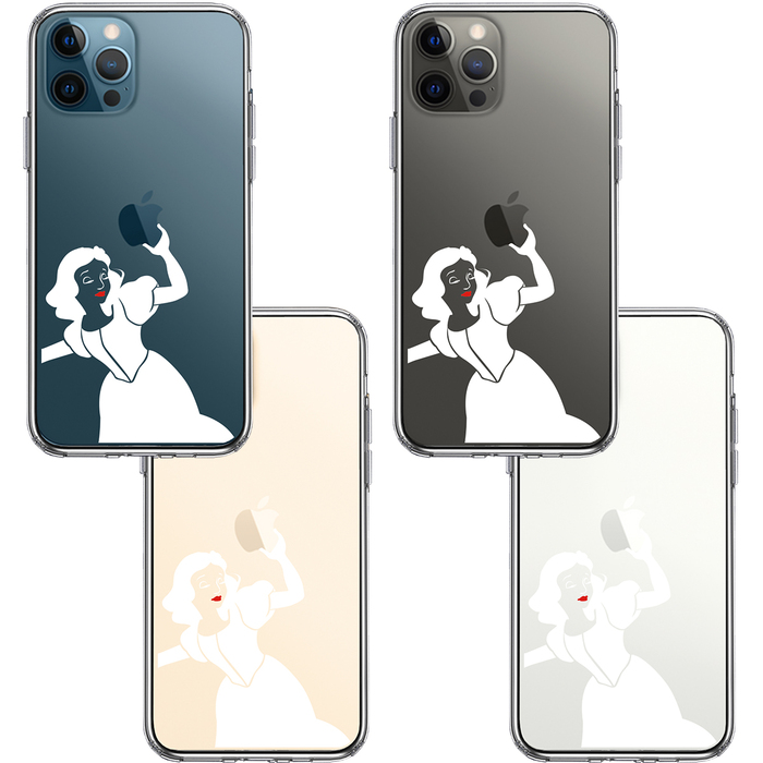 iPhone12Pro ケース クリア レディ ホワイト スマホケース 側面ソフト 背面ハード ハイブリッド-1