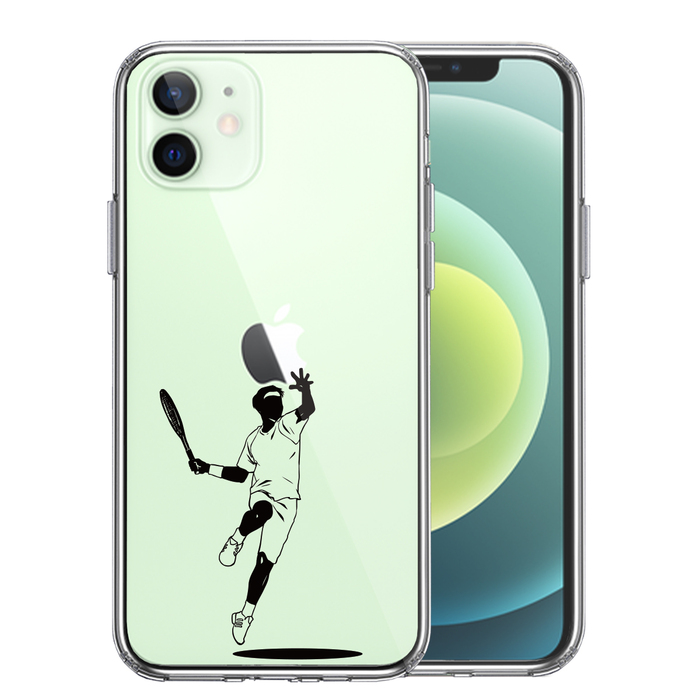 iPhone12 ケース クリア テニス スマホケース 側面ソフト 背面ハード ハイブリッド-0