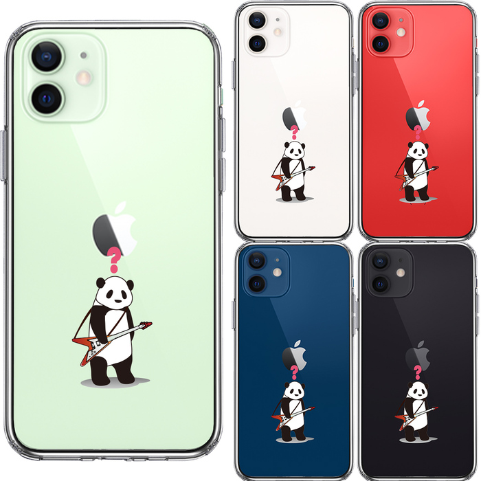 iPhone12 ケース クリア ギター パンダ ？ スマホケース 側面ソフト 背面ハード ハイブリッド-1
