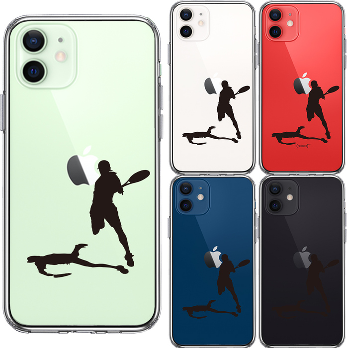 iPhone12 ケース クリア テニス スマッシュ スマホケース 側面ソフト 背面ハード ハイブリッド-1