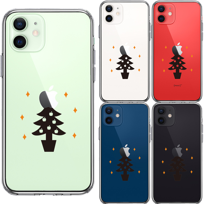 iPhone12 ケース クリア Christmas tree クリスマス スマホケース 側面ソフト 背面ハード ハイブリッド-1