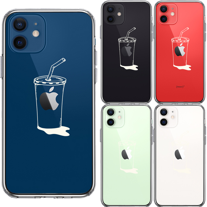 iPhone12 ケース クリア アップルジュース ホワイト スマホケース 側面ソフト 背面ハード ハイブリッド-1