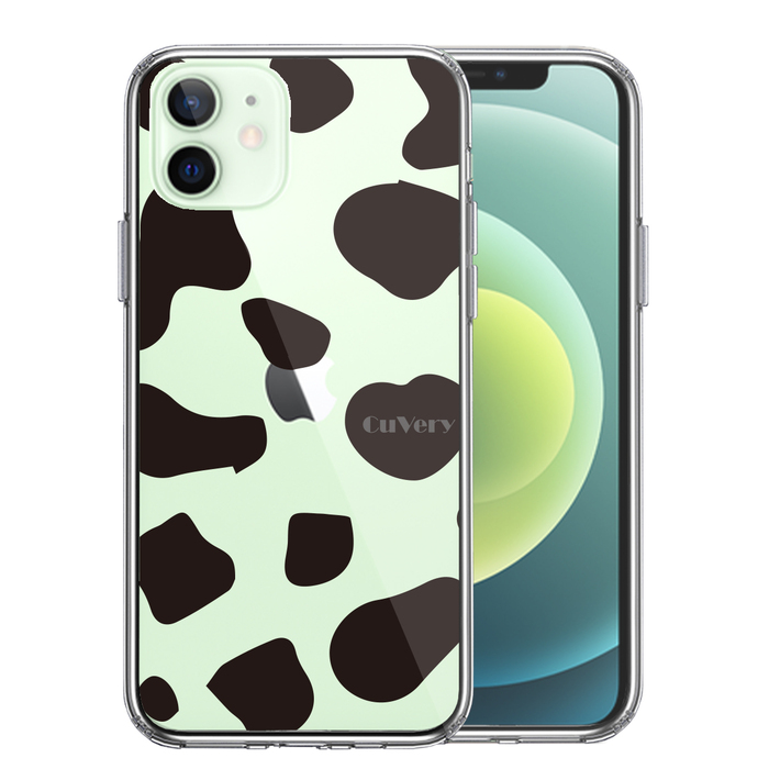 iPhone12mini ケース クリア アニマル柄 カウ 牛 スマホケース 側面ソフト 背面ハード ハイブリッド-0