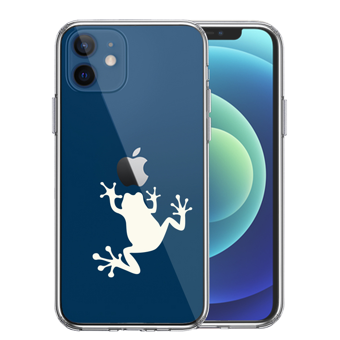 iPhone12mini case clear frog . white smartphone case side soft the back side hard hybrid -0