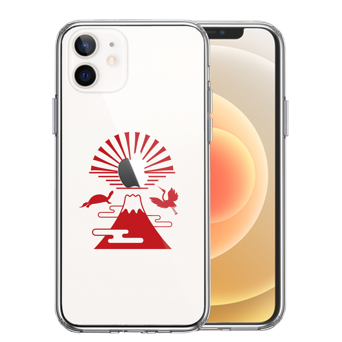 iPhone12mini ケース クリア 富士山 初日の出 スマホケース 側面ソフト 背面ハード ハイブリッド-0