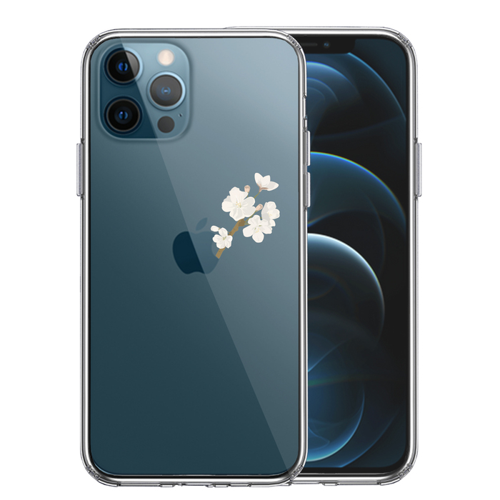 iPhone12Pro ケース クリア りんご に 桜 スマホケース 側面ソフト 背面ハード ハイブリッド-0